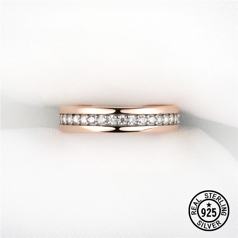925 Sterling Silver Band Ring For Women Rose Gold Plated Crystal CZ Engagement Anniversary Gifts Classic Wedding Promise Jewelry
925 Sterling Silver Band Ring For Women Rose Gold Plated Crystal CZ Engagement Anniversary Gifts Classic Wedding Promise Jewelry