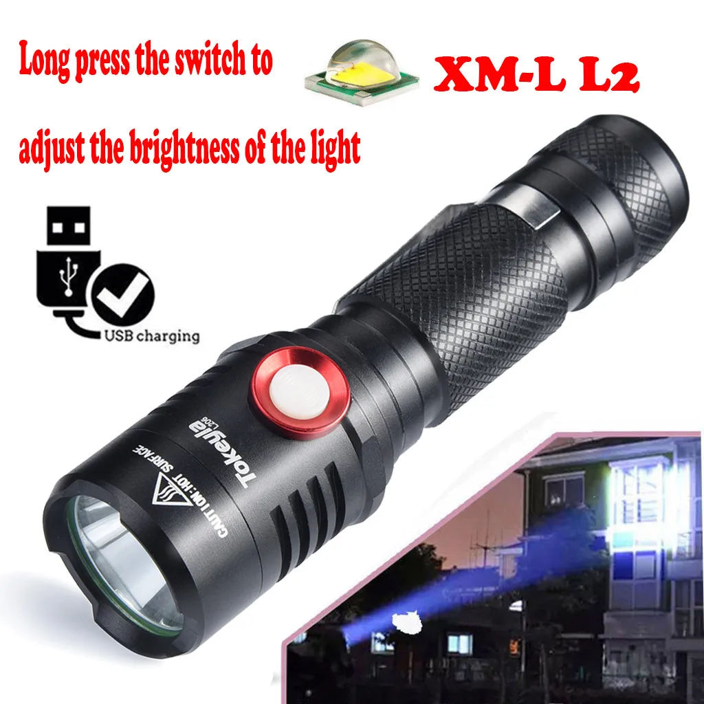 Портативный XML-L2 Открытый USB светодиодный вспышка светильник фонарь яркий 18650