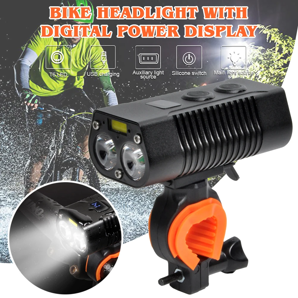 Bicycle Headlight Rechargeable LED Bike Lights 2 Light Sources 9 Lighting Modes with Digital Display Bike Headlight USB charging
Bicycle Headlight Rechargeable LED Bike Lights 2 Light Sources 9 Lighting Modes with Digital Display Bike Headlight USB charging