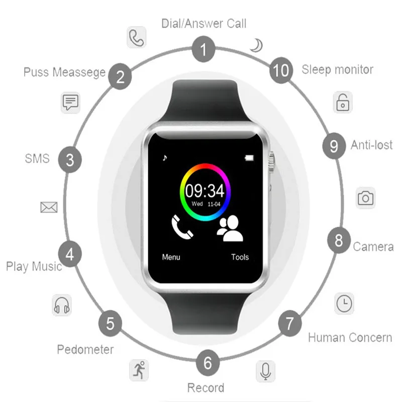 Новые смарт часы Синхронизация уведомления Поддержка SIM TF карта подключение Apple
