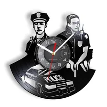Justice Police Officer Vinyl Album Record Clock Police Defend Department Art Decor Watch Law Enforcement Silent Gift For Cop