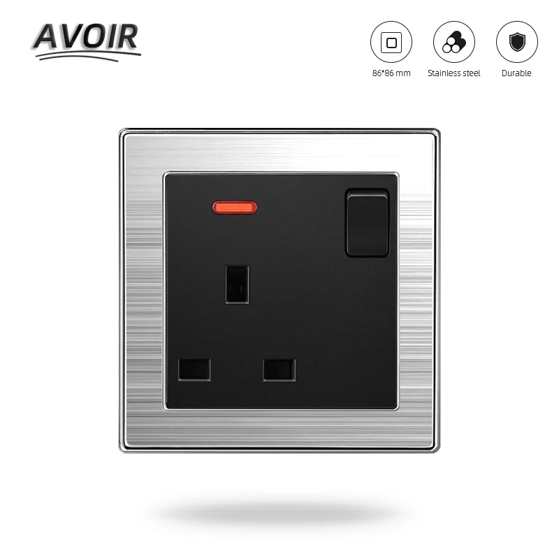 Avoir UK Standard 13A Socket Switch Control Socket Power Wall Outlet Stainless Steel Panel 86 Type Home Socket
Avoir UK Standard 13A Socket Switch Control Socket Power Wall Outlet Stainless Steel Panel 86 Type Home Socket
