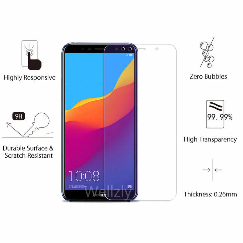 Закаленное стекло 9H для Honor 7c Защита экрана Huawei зеркальное зеркальная стеклянная