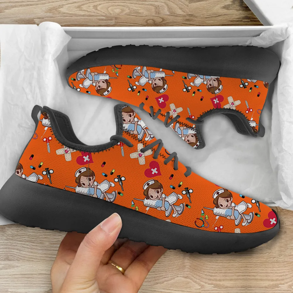 ELVISWORDS Autumn Breathable Running Sneaker for Women Cute Nurse Pattern Orange Color Vulcanized Shoes Casual Outdoor Flat Shoe
ELVISWORDS Autumn Breathable Running Sneaker for Women Cute Nurse Pattern Orange Color Vulcanized Shoes Casual Outdoor Flat Shoe
