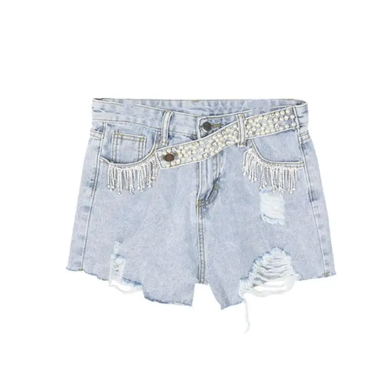 Denim shorts women's summer 2021 new Korean version personality show thin student high waist nail bead hole wide leg pants hot
Denim shorts women's summer 2021 new Korean version personality show thin student high waist nail bead hole wide leg pants hot