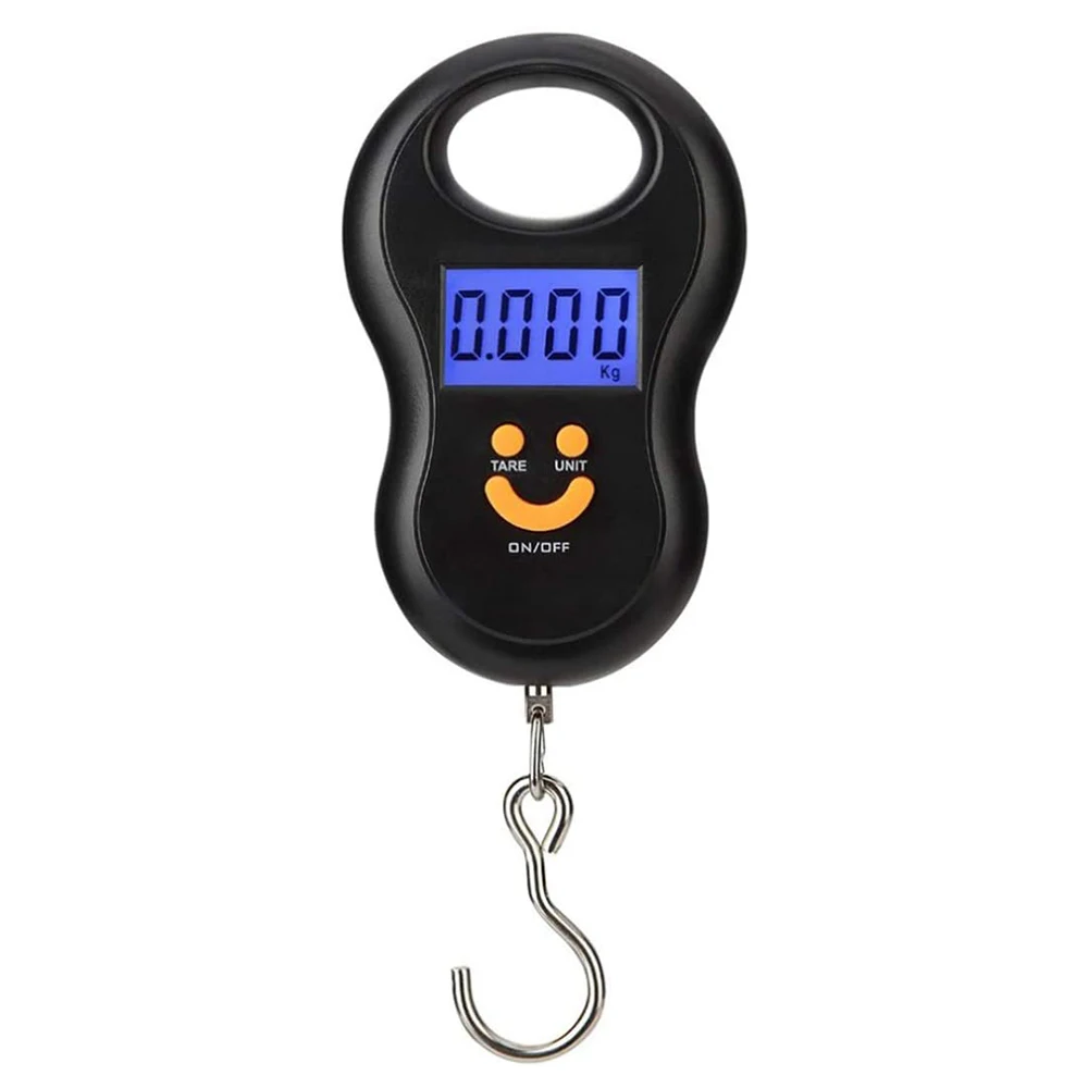 

Scale 50 Kg 10g Hanging Scale Digital Scale BackLight Electronic For Fishing Weights Pocket Portable Scale Luggage Scales Black