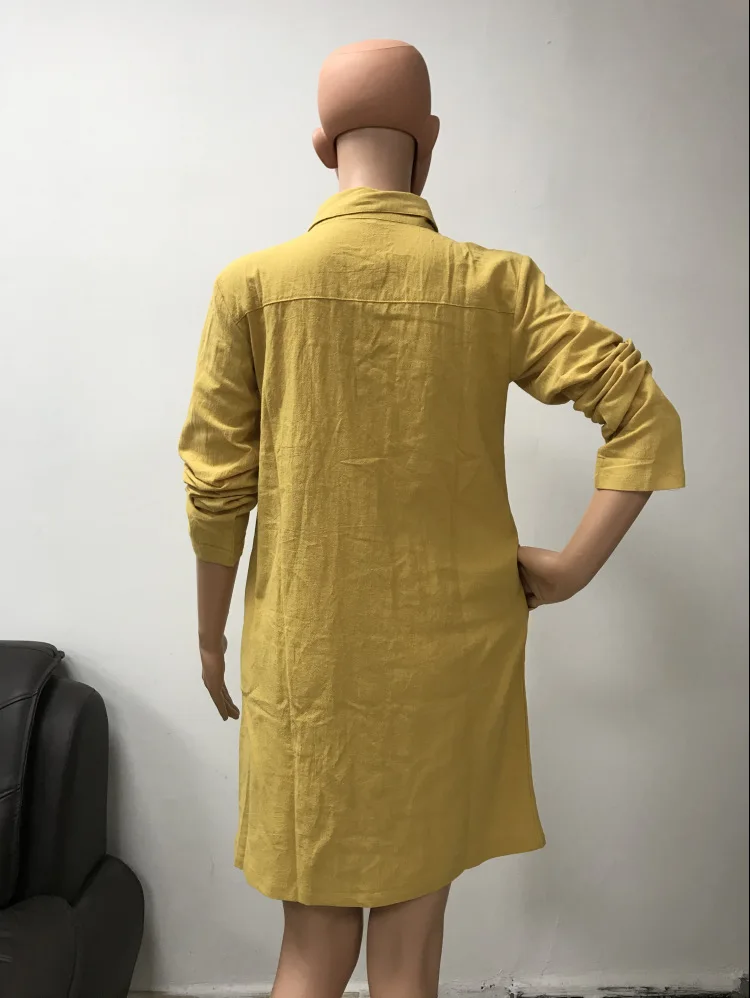 WEPBEL Spring and Autumn Fashion Long Sleeve Solid Color Loose Dress Women's Casual V-neck Single Breasted Dress
WEPBEL Spring and Autumn Fashion Long Sleeve Solid Color Loose Dress Women's Casual V-neck Single Breasted Dress