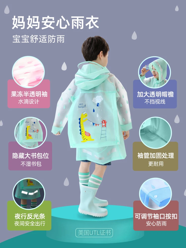 Cartoon Cute Waterproof Toddler Raincoat Transparent EVA Material Breathable Backpack Poncho Regenjas Dames Rain Gear EC50YY
Cartoon Cute Waterproof Toddler Raincoat Transparent EVA Material Breathable Backpack Poncho Regenjas Dames Rain Gear EC50YY