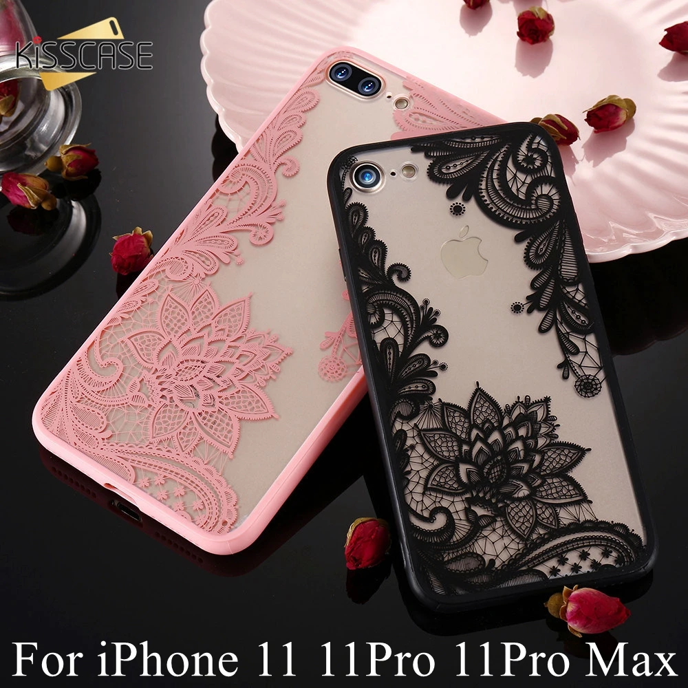 Кружевной чехол KISSCASE для iPhone 11 11Pro MAX с цветами кружево на айфон 11pro 11|Бамперы| |