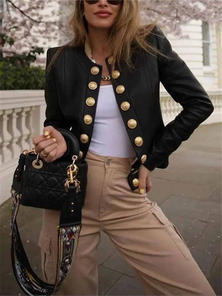 Women Buttons Blazers Long Sleeve Biker Casual Short Coat Top Ladies Autumn Winter Streetwear Fashion Female Outwear New
Women Buttons Blazers Long Sleeve Biker Casual Short Coat Top Ladies Autumn Winter Streetwear Fashion Female Outwear New