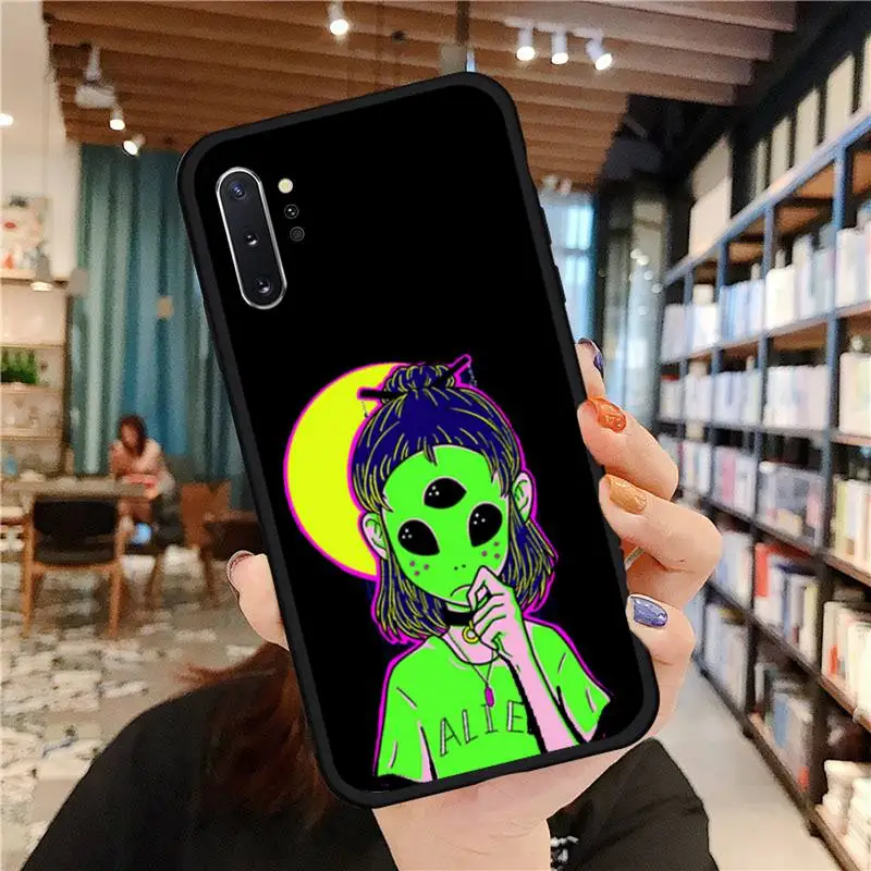 Чехол для телефона Alien Art Black funny Samsung Galaxy S8 S9 S10 Plus S10E Note 3 4 5 6 7 8 9 10 Pro Lite | Мобильные