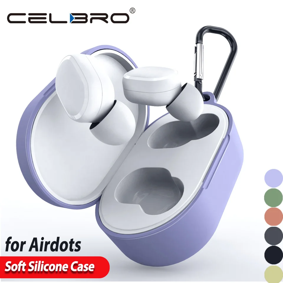 Улучшенный силиконовый чехол для Xiaomi Redmi Airdots защитный с пряжкой Mi Air Dots Airdot