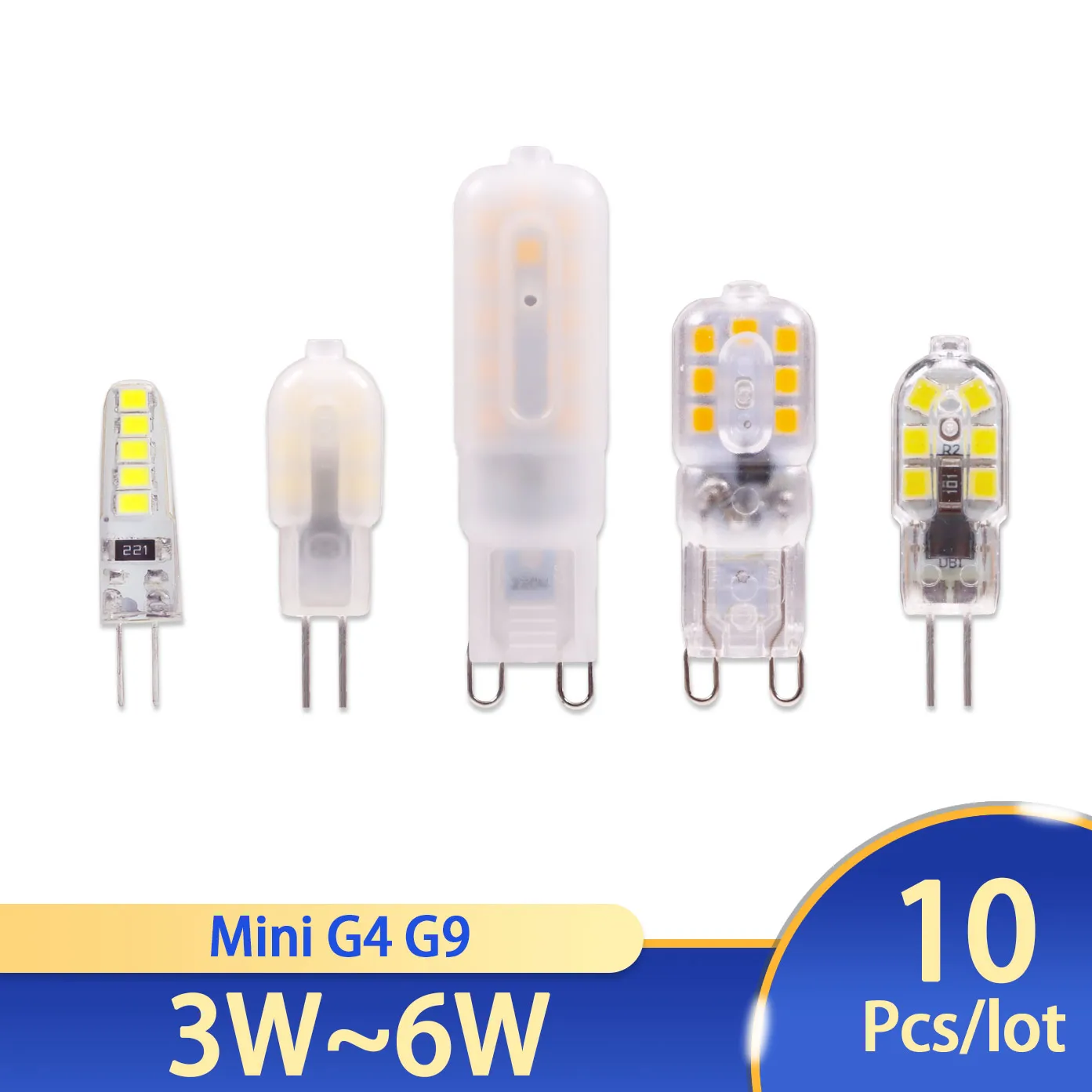 10PCS LED Bulb 3W 6W led G4 G9 Light Bulb AC 220V AC 12V Lamp SMD2835 Spotlight Chandelier Lighting Replace 30w 40W Halogen Lamp
10PCS LED Bulb 3W 6W led G4 G9 Light Bulb AC 220V AC 12V Lamp SMD2835 Spotlight Chandelier Lighting Replace 30w 40W Halogen Lamp