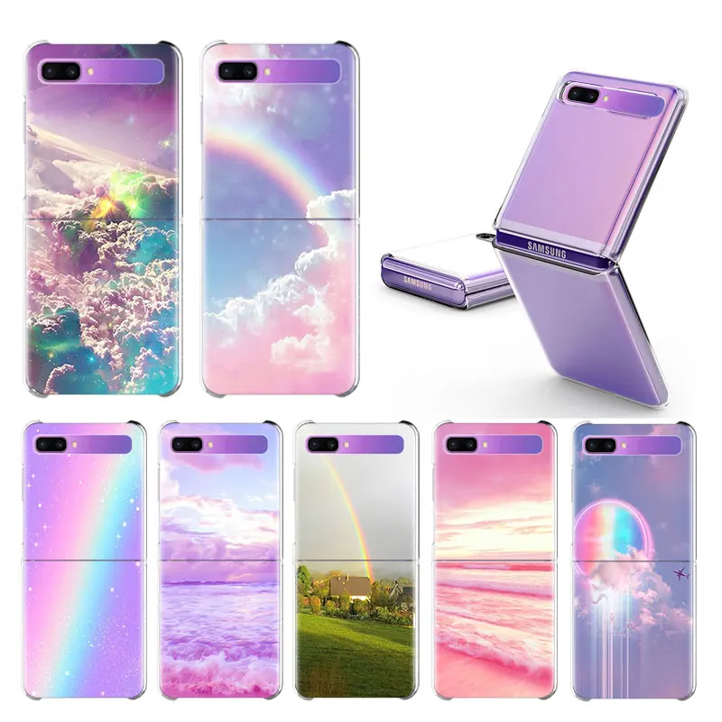 Радуга погода чехол для Samsung Галактики Z флип жестркий прозрачный Plistic телефона с