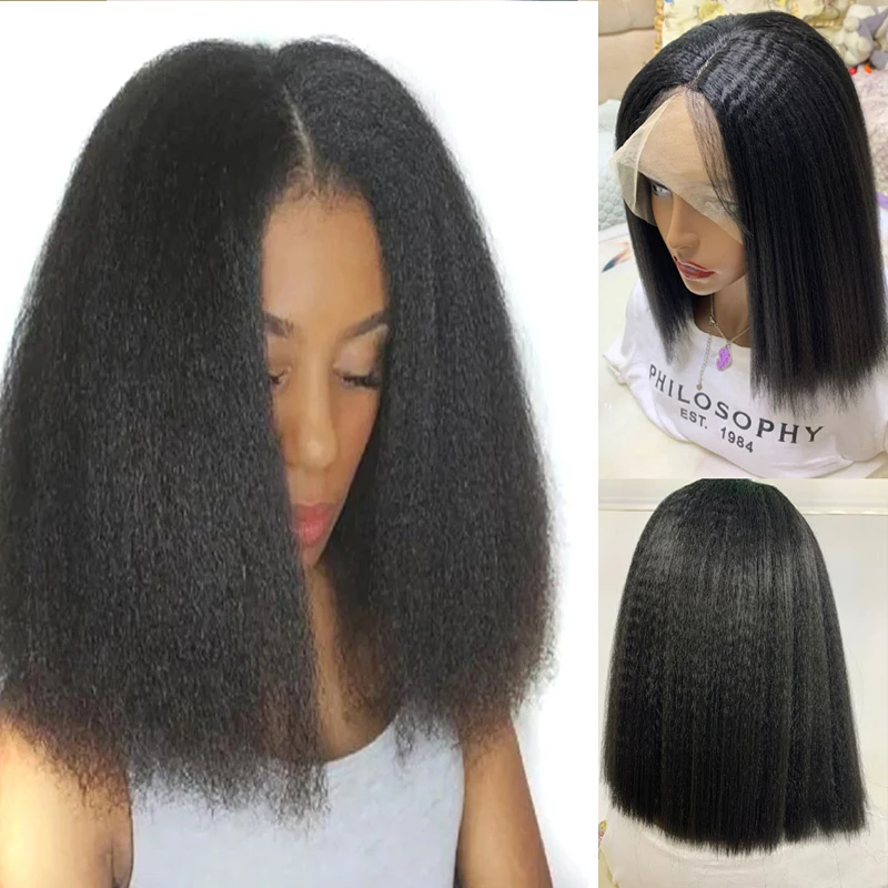 Kinky Straight Bob Wig Lace Front Wig Synthetic Yaki Straight Short Wigs for Women Fiber Hair Transparent Lace
Kinky Straight Bob Wig Lace Front Wig Synthetic Yaki Straight Short Wigs for Women Fiber Hair Transparent Lace