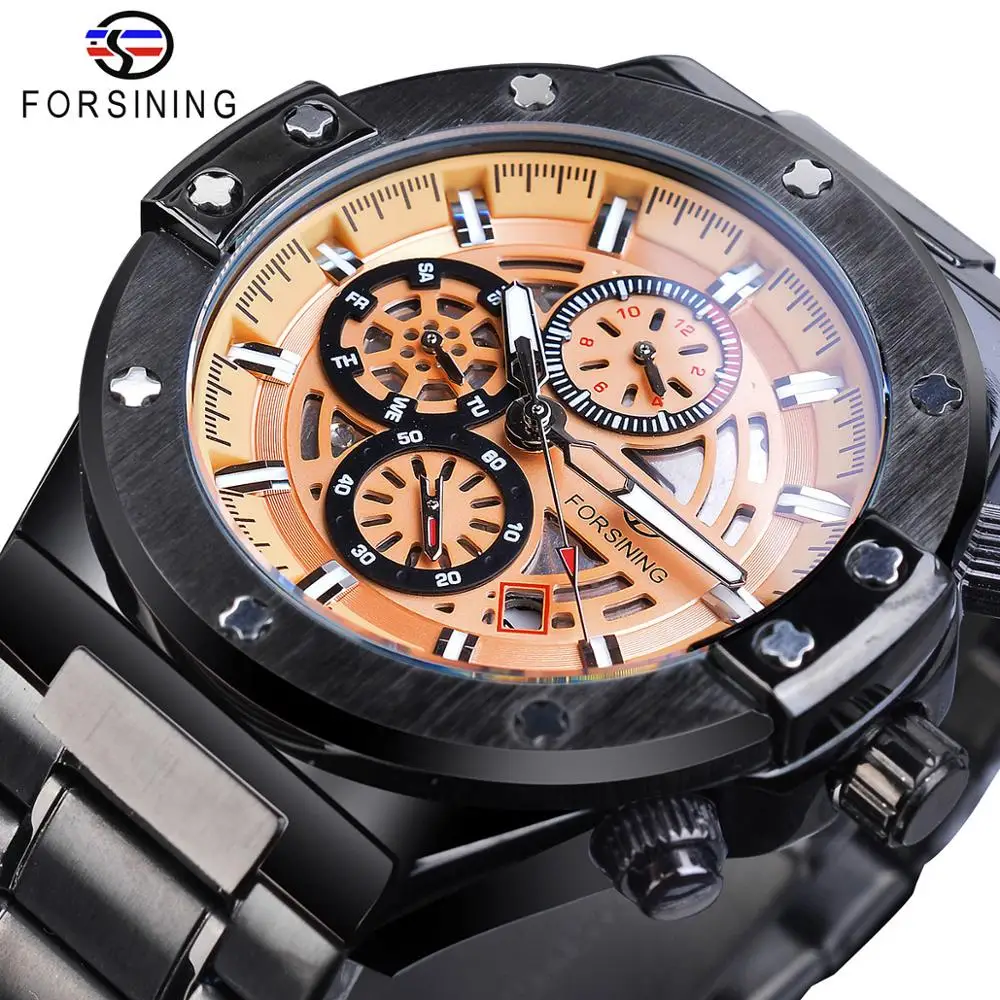 Forsining Racing Car Mechanical Watch Automatic Mens Sport Yellow 3 Sub Dial Date Calendar Luminous Hour Steel Band Reloj Hombre
Forsining Racing Car Mechanical Watch Automatic Mens Sport Yellow 3 Sub Dial Date Calendar Luminous Hour Steel Band Reloj Hombre