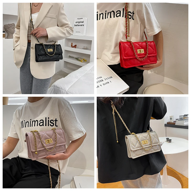 Messenger Bags women Chains Shoulder Bag Diamond lattice luxury handbags women bags designer Female Totes small bolsas 2021
Messenger Bags women Chains Shoulder Bag Diamond lattice luxury handbags women bags designer Female Totes small bolsas 2021