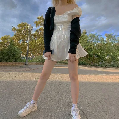 fashion elegant bow white female mini dress summer party birthday festival cute sexy french romantic silk dress women
fashion elegant bow white female mini dress summer party birthday festival cute sexy french romantic silk dress women