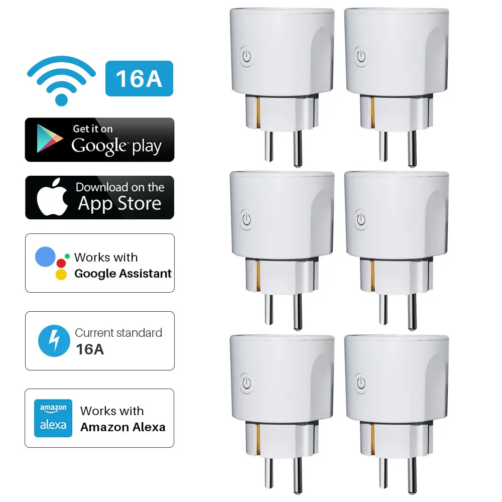 Smart WiFi Plug EU WiFi Socket 16A With Timing APP Control,Compatible Alexa Google Home Mini Voice Intelligent Control
Smart WiFi Plug EU WiFi Socket 16A With Timing APP Control,Compatible Alexa Google Home Mini Voice Intelligent Control