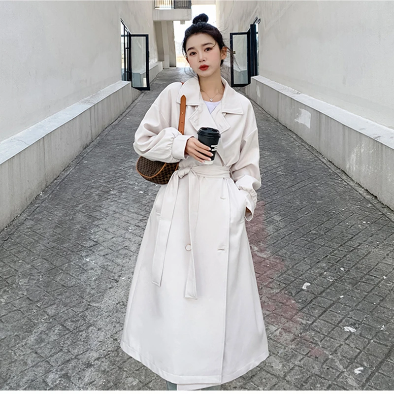 Women Trench Coat Casual Women's Long Outerwear Loose Overcoat with Belt Autumn Fashion Double-breasted Windbreaker Female 2021
Women Trench Coat Casual Women's Long Outerwear Loose Overcoat with Belt Autumn Fashion Double-breasted Windbreaker Female 2021