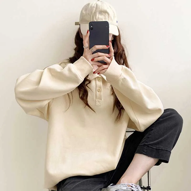 2021 new polo collar sweater women loose retro bf wind lapel long sleeve simple solid color casual coat
2021 new polo collar sweater women loose retro bf wind lapel long sleeve simple solid color casual coat