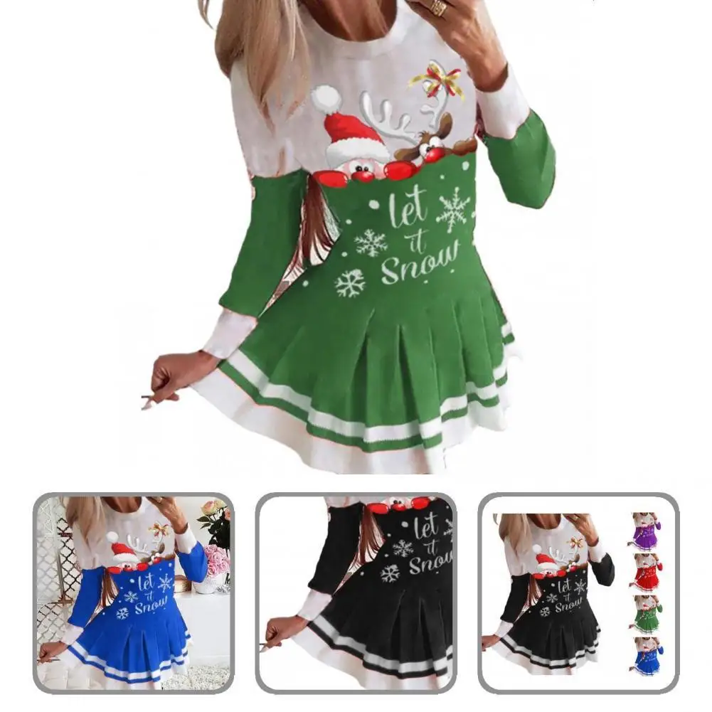 Deer Print Stylish O Neck Festive Christmas Dress Festive Lady Dress Short for Going Out
Deer Print Stylish O Neck Festive Christmas Dress Festive Lady Dress Short for Going Out