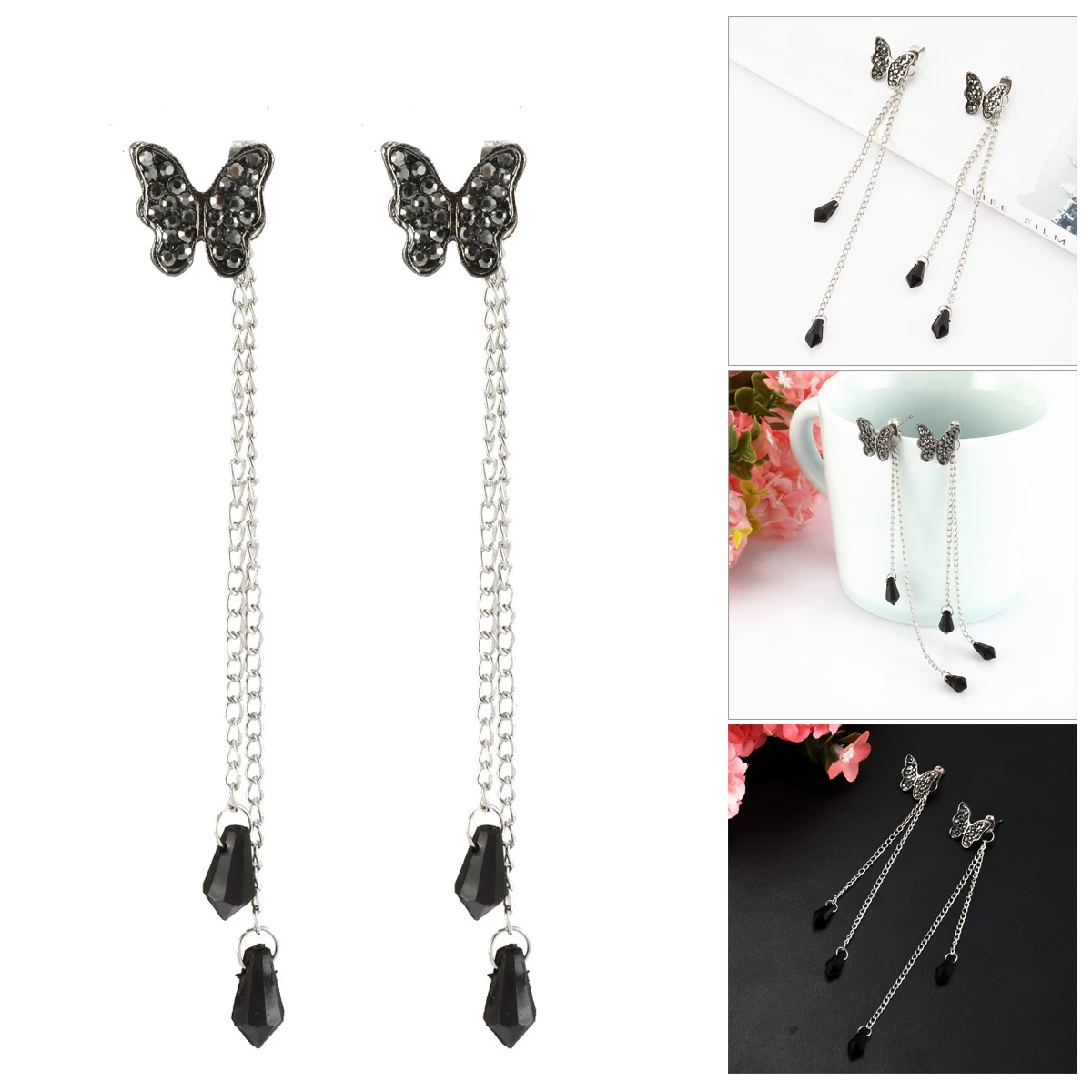 Fashion Butterfly Exquisite Full Drill Tassel Long Sections Drop Shaped Crystal Pendant Earrings
Fashion Butterfly Exquisite Full Drill Tassel Long Sections Drop Shaped Crystal Pendant Earrings