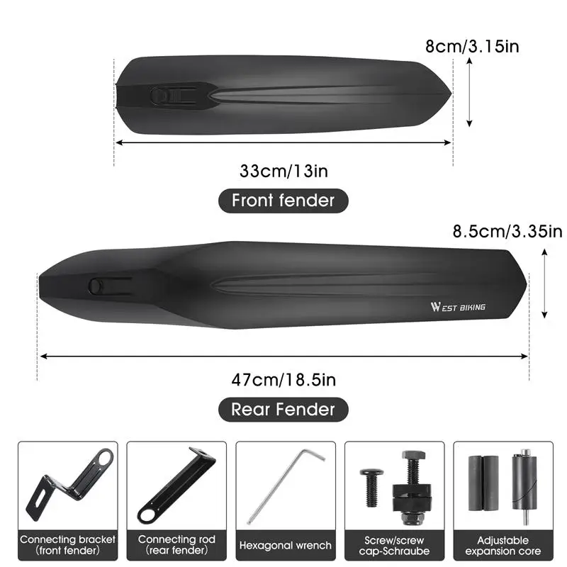 WEST BIKING 2pcs Bike Mudguard Set 22-24 Inch MTB Bicycle Front Rear Fender Cycling Wheel Wings Mud Guard Mountain Bike Fender
WEST BIKING 2pcs Bike Mudguard Set 22-24 Inch MTB Bicycle Front Rear Fender Cycling Wheel Wings Mud Guard Mountain Bike Fender