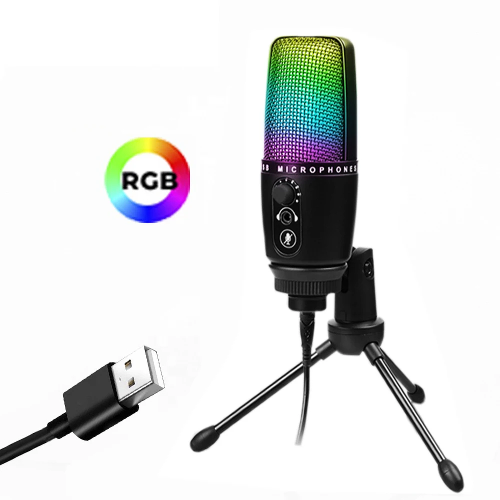RGB Microphone Colorful DynamicTouch Mute Button USB Microphone Drive-free Recording Stand for Live Video
RGB Microphone Colorful DynamicTouch Mute Button USB Microphone Drive-free Recording Stand for Live Video