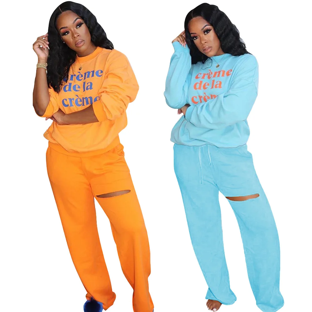 At Home Style Women Causal Sets O-Neck Long Sleeve Letter Printing Top High Waist Hollow Out Loose Pants Tracksuits Autumn Party
At Home Style Women Causal Sets O-Neck Long Sleeve Letter Printing Top High Waist Hollow Out Loose Pants Tracksuits Autumn Party