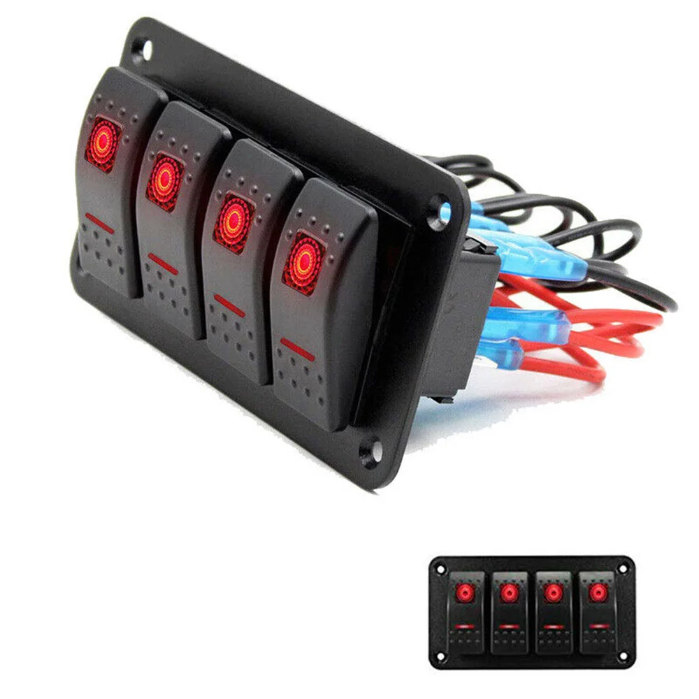 Universal 4 Gang Switch Panel Fuse Circuit Breaker/Overload Protector Waterproof RV Yacht Marine Boat Car
Universal 4 Gang Switch Panel Fuse Circuit Breaker/Overload Protector Waterproof RV Yacht Marine Boat Car