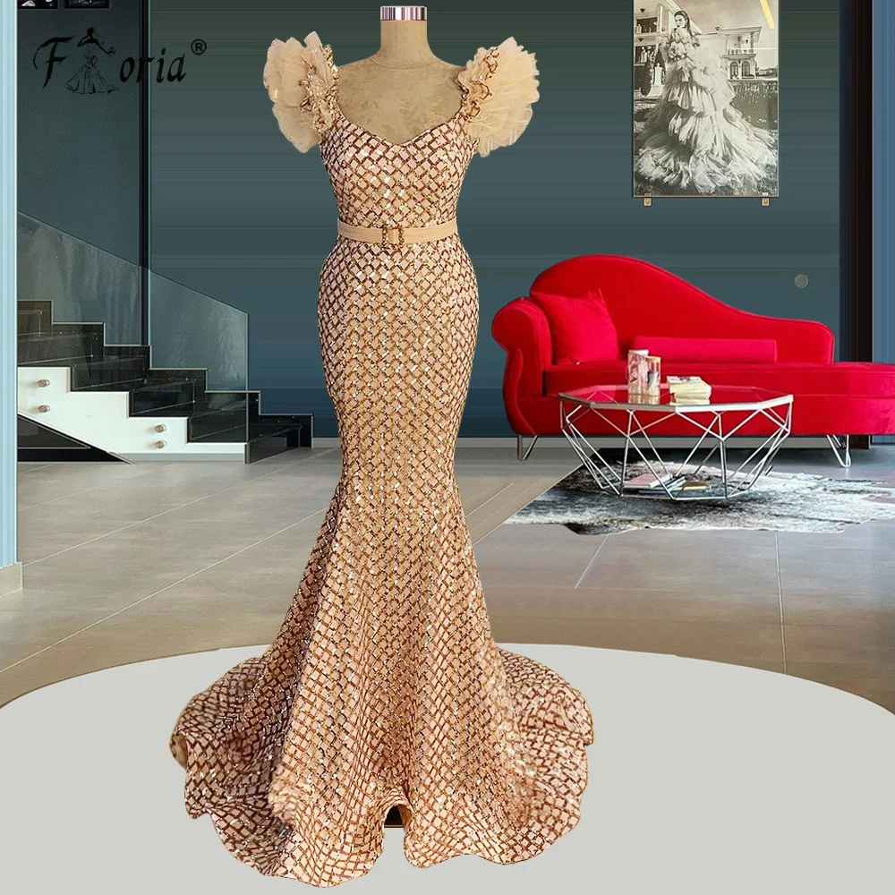 Classic Vintage Style Champange Plaid Stripe Evening Dress Women Ruffle Sleeves Sashes Mermiad Prom Dress Long Party Dresses
Classic Vintage Style Champange Plaid Stripe Evening Dress Women Ruffle Sleeves Sashes Mermiad Prom Dress Long Party Dresses