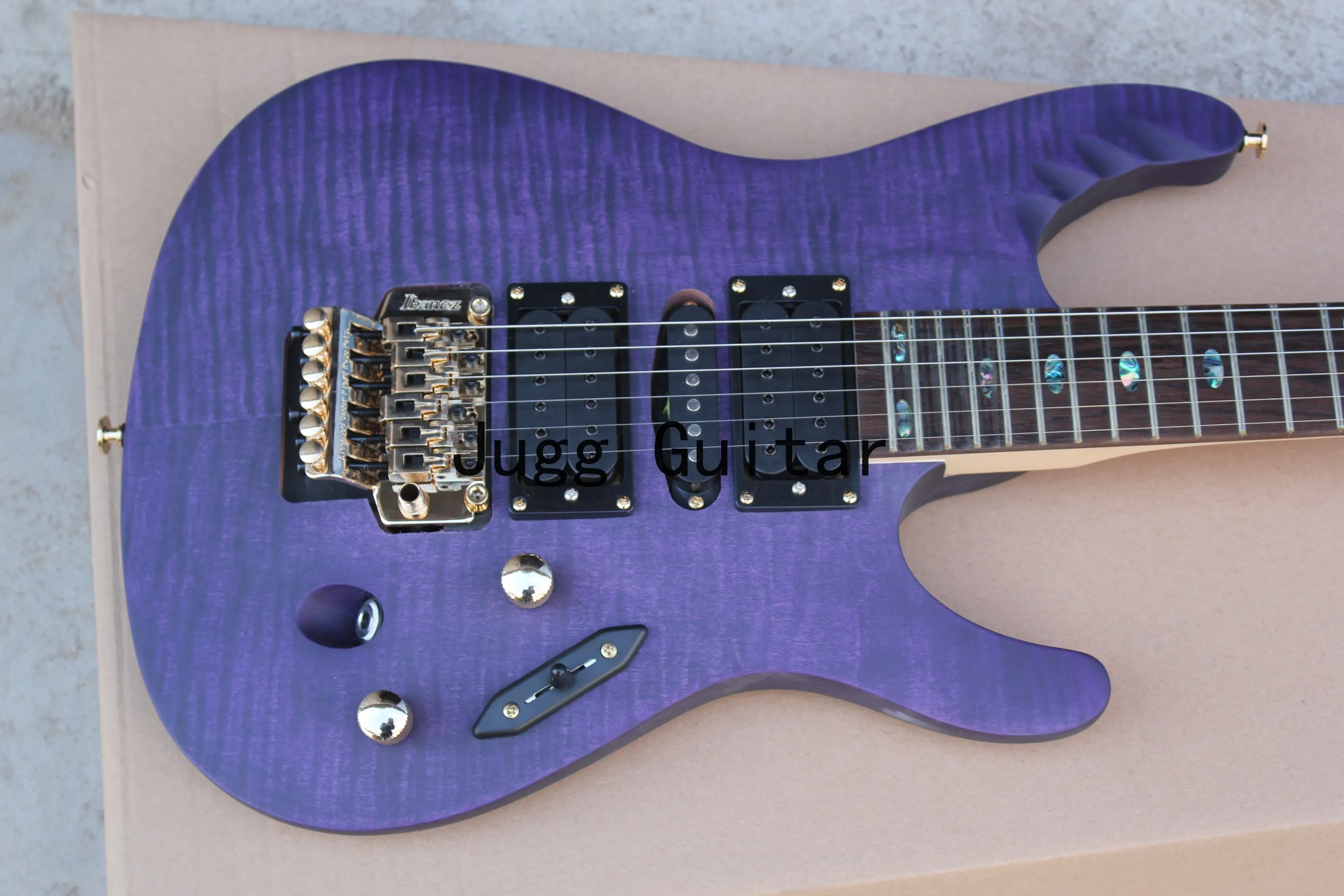 

Super Thin Herman Li EGEN18 Flame Maple Top Trans Purple Electric Guitar Floyd Rose Tremolo Bridge, Abalone Oval Inlay