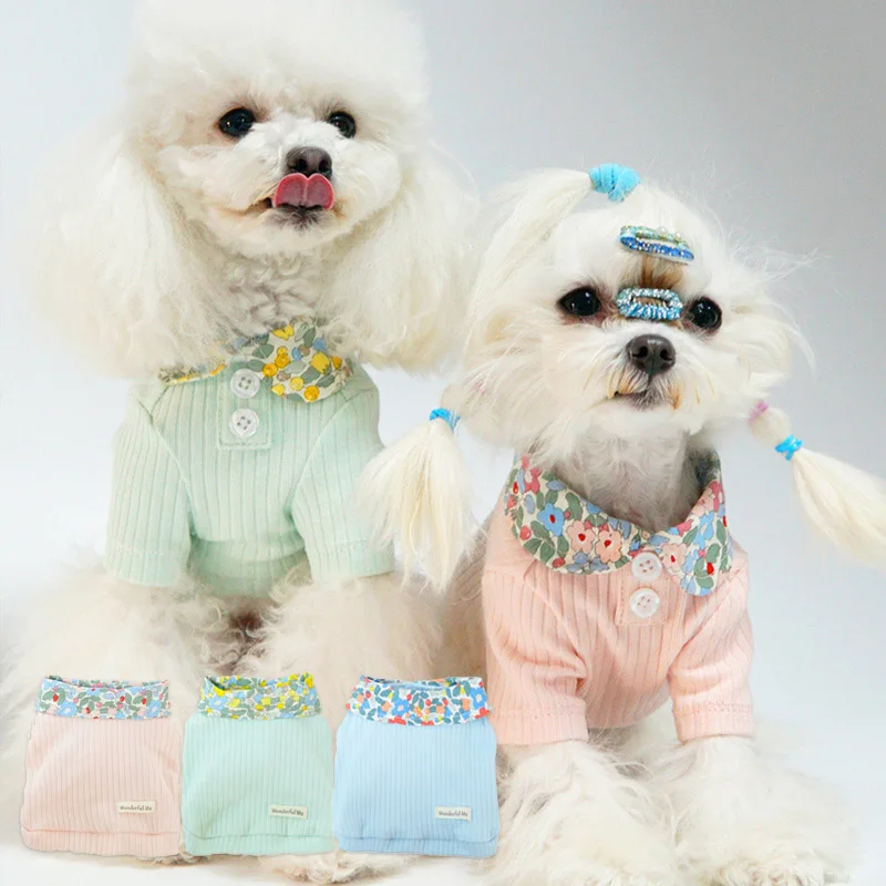 

Pet Clothes S Dog Shirts Summer Cute Thin Floral Collar Dog Vest Bichon Teddy Pomeranian Yorkie Corgi Puppy Cat Poodle Clothing