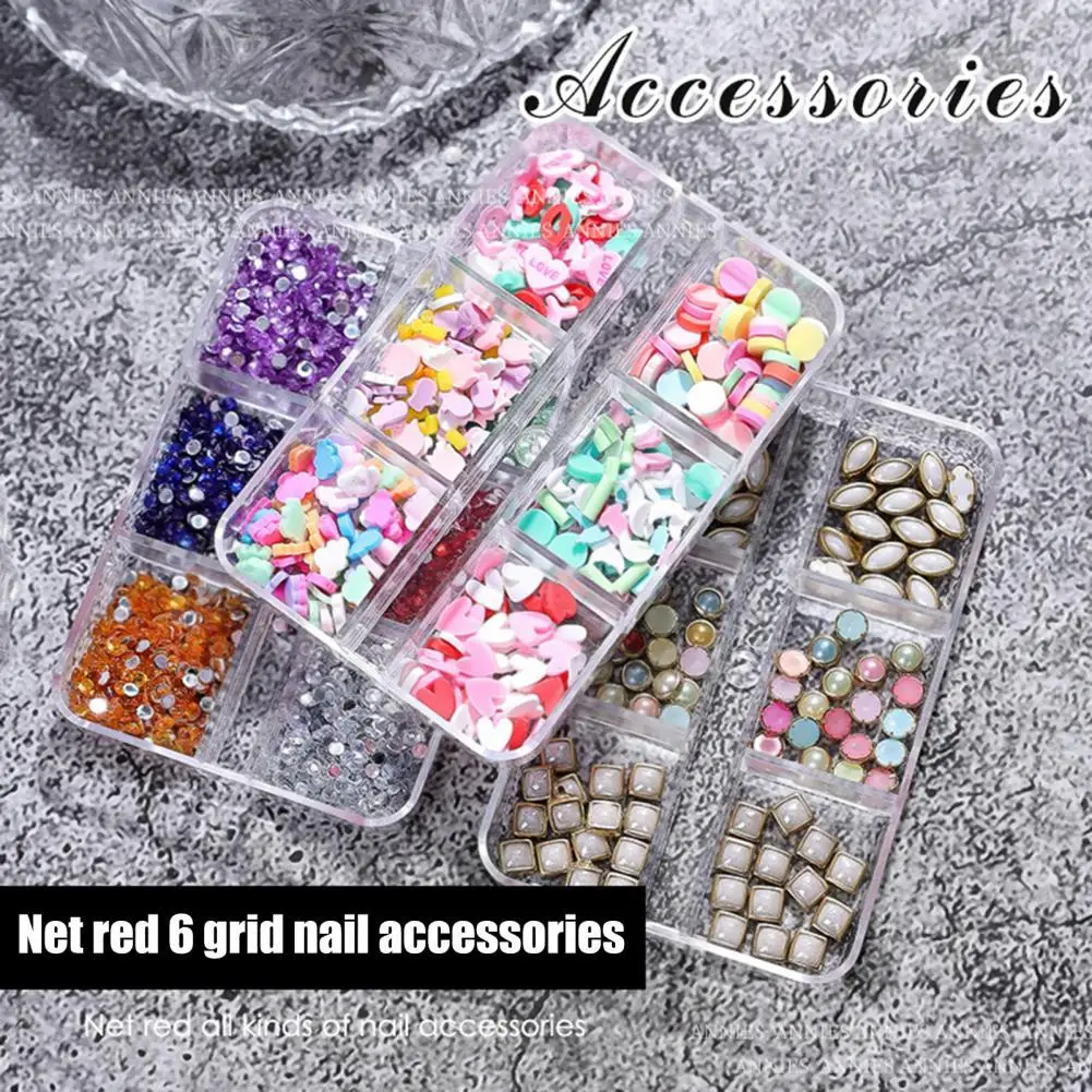 6Grids/Box Nail Art Rhinestone Flat Back Non-Drop Japanese Style Clear Colorful Flat Bottom DIY Nail Art 3D Decor for Manicure
6Grids/Box Nail Art Rhinestone Flat Back Non-Drop Japanese Style Clear Colorful Flat Bottom DIY Nail Art 3D Decor for Manicure