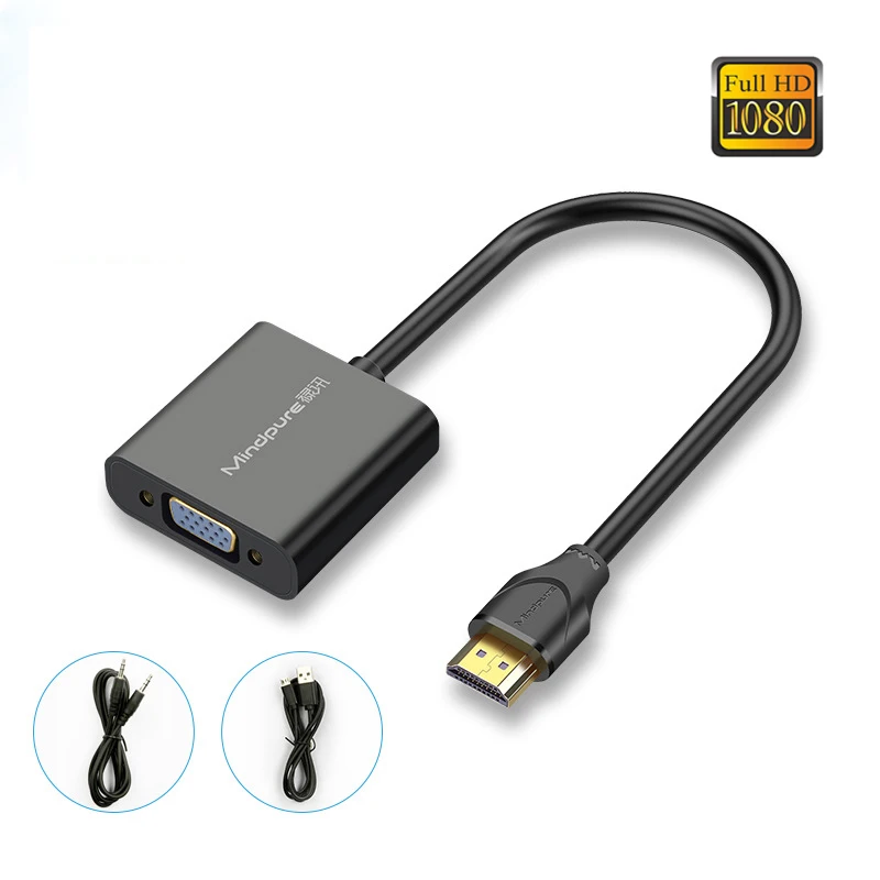 Адаптер HDMI в VGA с аудиокабелем сплиттер конвертер цифровой аналоговый HD 1080p для ПК