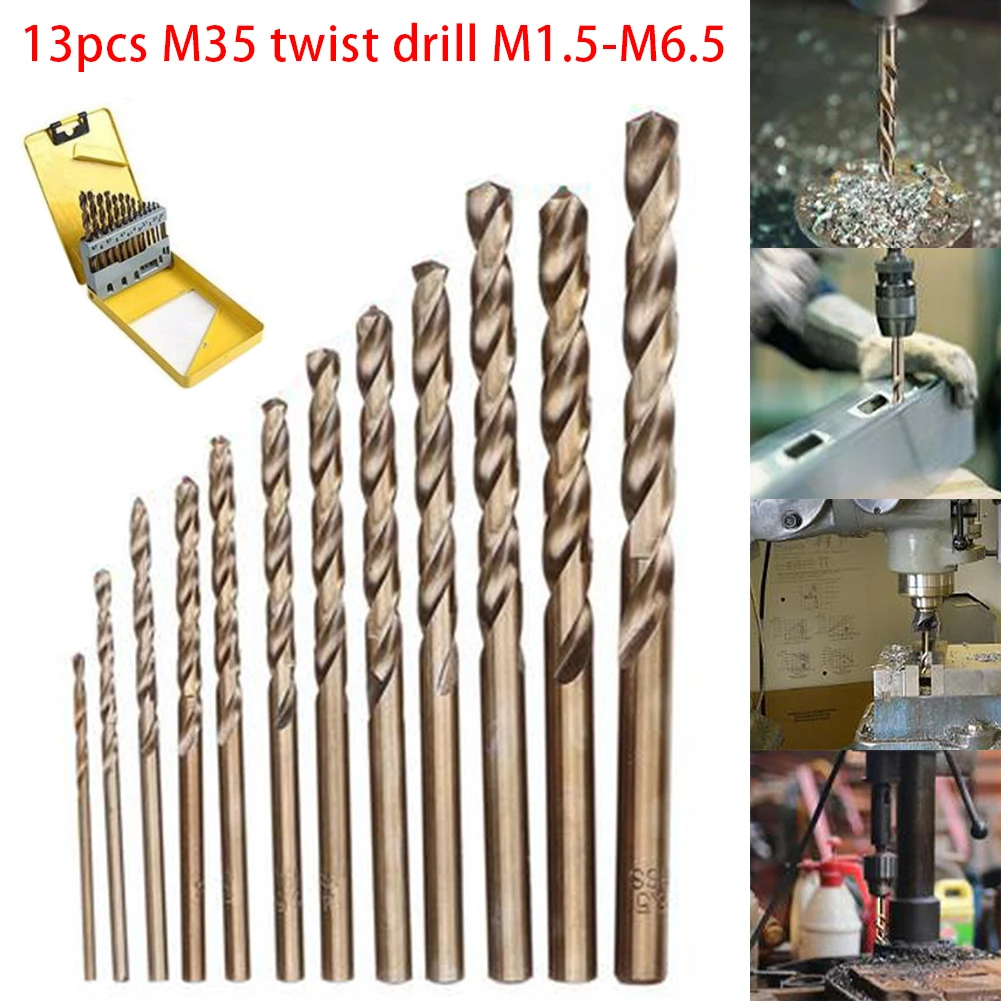 13Pcs High Quatity HSS-Co M35 Cobalt Straight Shank Twist Drill Bit Power Tools Accessories For Metal Stainless Steel Drilling
13Pcs High Quatity HSS-Co M35 Cobalt Straight Shank Twist Drill Bit Power Tools Accessories For Metal Stainless Steel Drilling