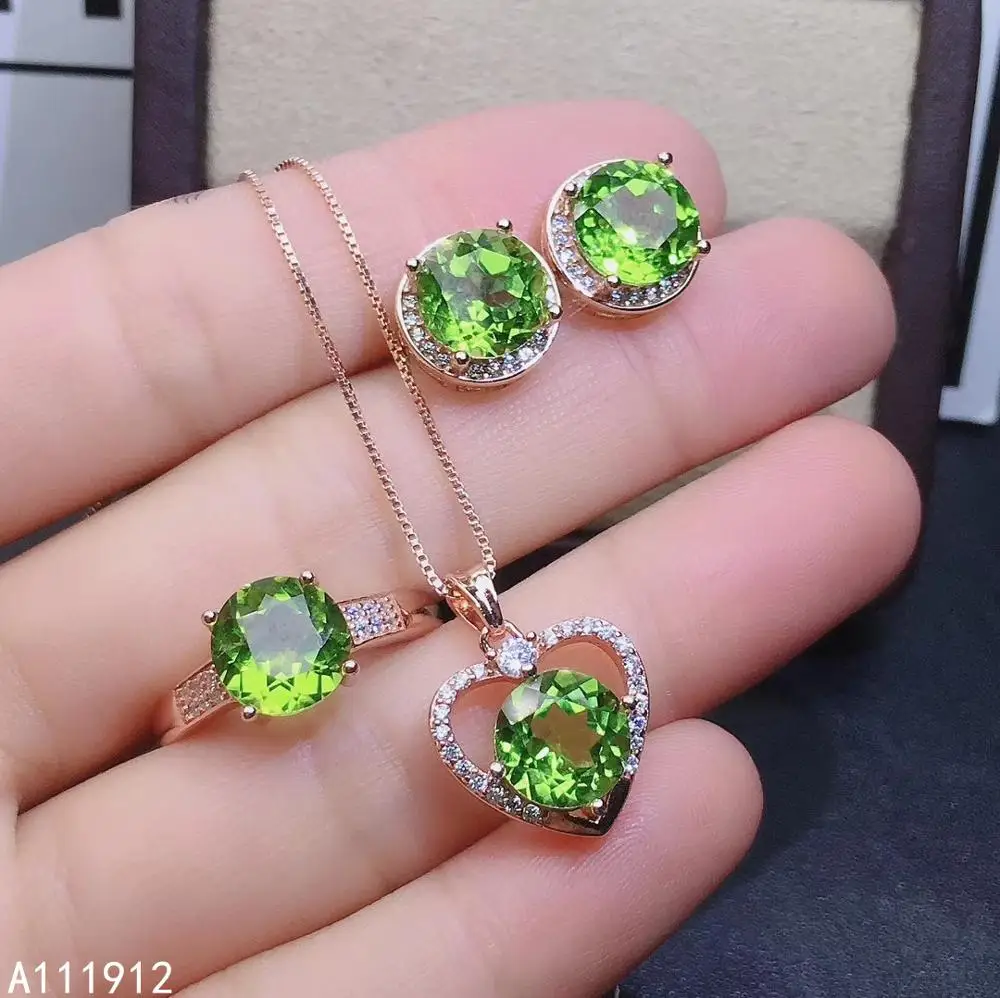 KJJEAXCMY fine jewelry natural Peridot 925 sterling silver women pendant necklace chain earrings ring set support test beautiful 
KJJEAXCMY fine jewelry natural Peridot 925 sterling silver women pendant necklace chain earrings ring set support test beautiful