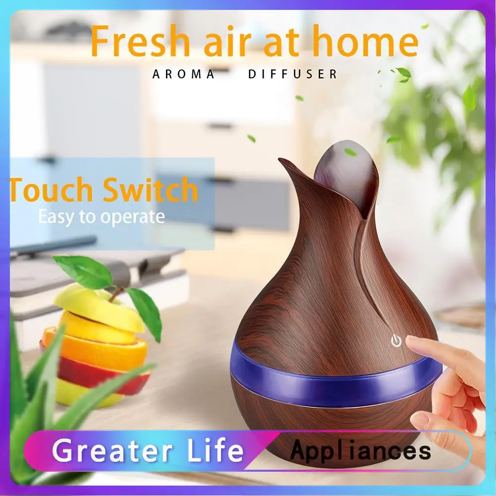 300mL Wood Grain Aroma Essential Oil Diffuser Air Humidifier Mist Purifier