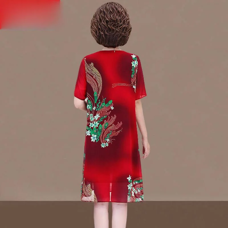 2021 Women Spring Summer New Mid-aged Elegant Plus Size Dresses Female Short-sleeve Chiffon Dress Lady Casual Loose Vestidos J42
2021 Women Spring Summer New Mid-aged Elegant Plus Size Dresses Female Short-sleeve Chiffon Dress Lady Casual Loose Vestidos J42