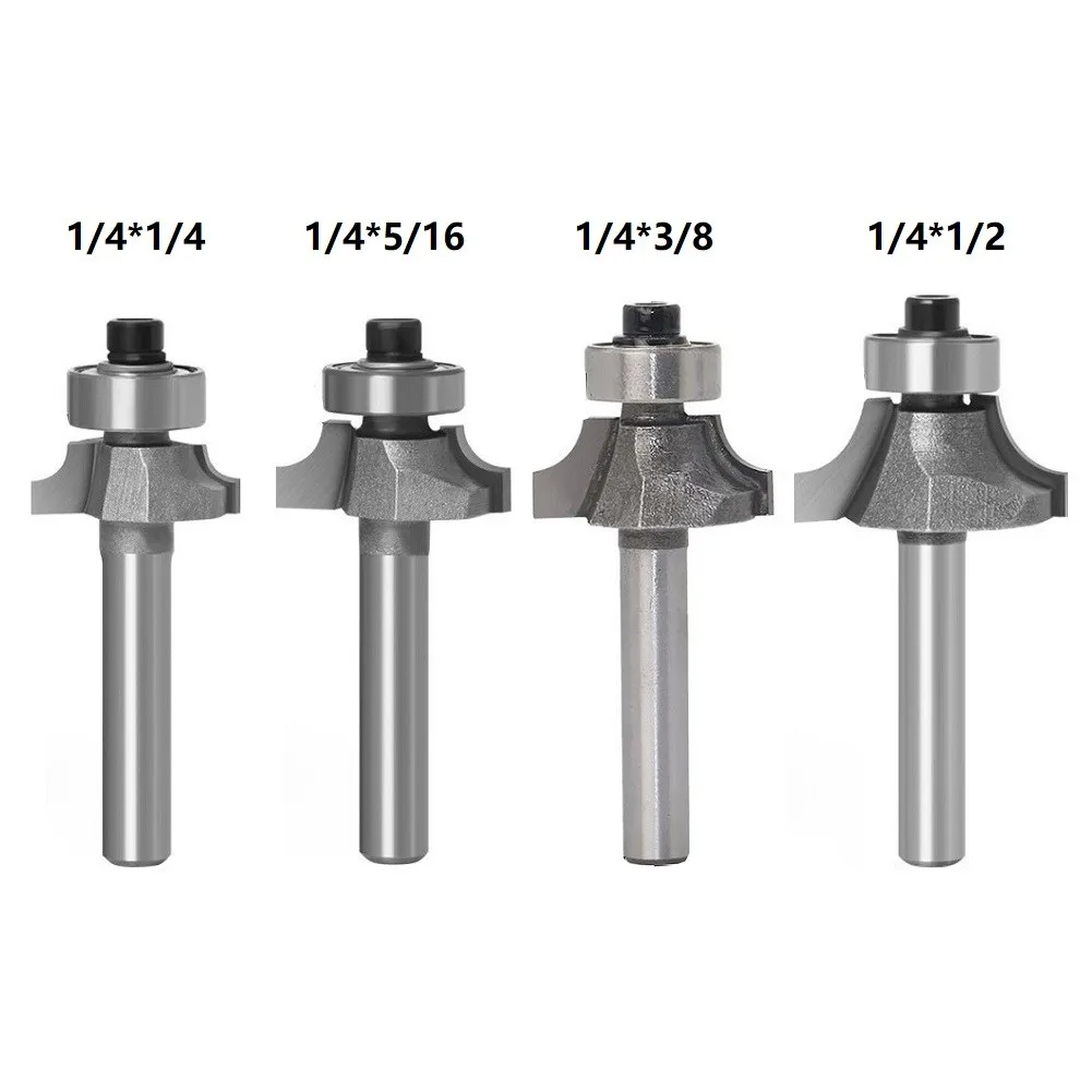 4pcs 1/4 Shank Corner Round Over Router Bit With Bearing Milling Cutter For Wood Woodworking Tool Hard Alloy
4pcs 1/4 Shank Corner Round Over Router Bit With Bearing Milling Cutter For Wood Woodworking Tool Hard Alloy