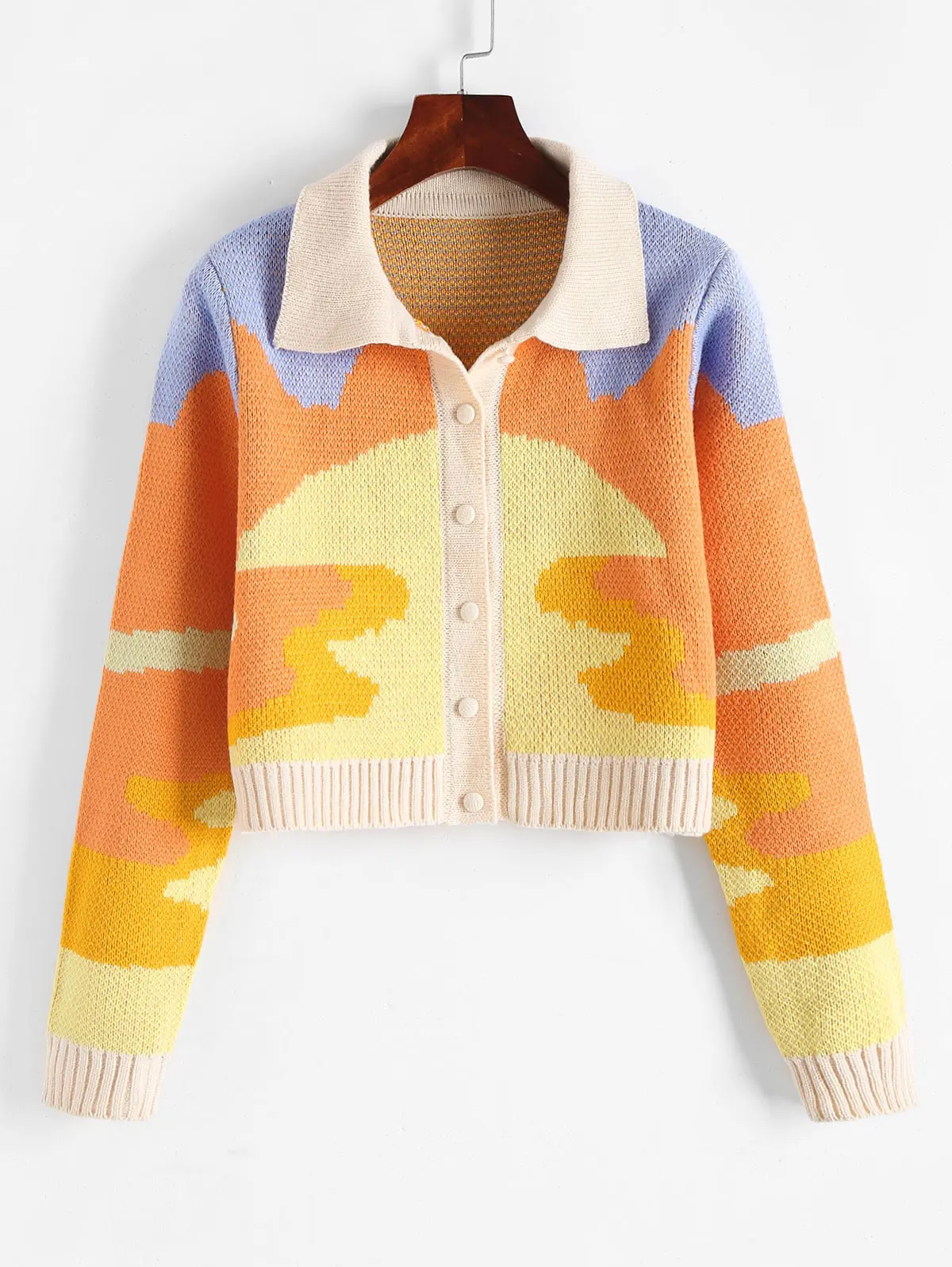 Кардиган жаккардовый, с отложным воротником
Кардиган жаккардовый, с отложным воротником