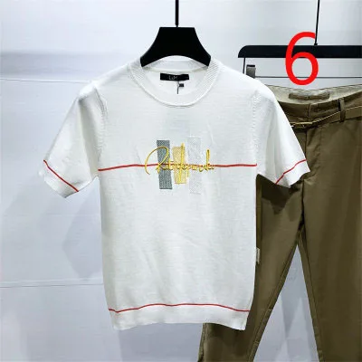 Men's embroidered short-sleeved sweater thin T-shirt summer half-sleeved sweater casual tide 
Men's embroidered short-sleeved sweater thin T-shirt summer half-sleeved sweater casual tide