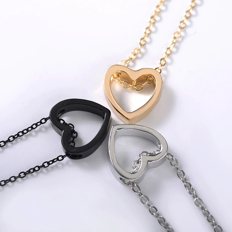 Модное геометрическое ожерелье с полым кулоном женское золотым сердцем цепочка