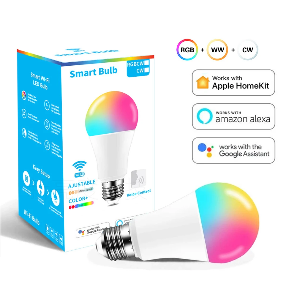 Умная светодиодсветильник лампа E27 с Wi-Fi, 9 Вт, лампа, совместимая с HomeKit, Siri Alexa Google Assistant, 2700K-6500K RGB RGBW, светодиодная лампа с регулируемой яркост...
Умная светодиодсветильник лампа E27 с Wi-Fi, 9 Вт, лампа, совместимая с HomeKit, Siri Alexa Google Assistant, 2700K-6500K RGB RGBW, светодиодная лампа с регулируемой яркост...
