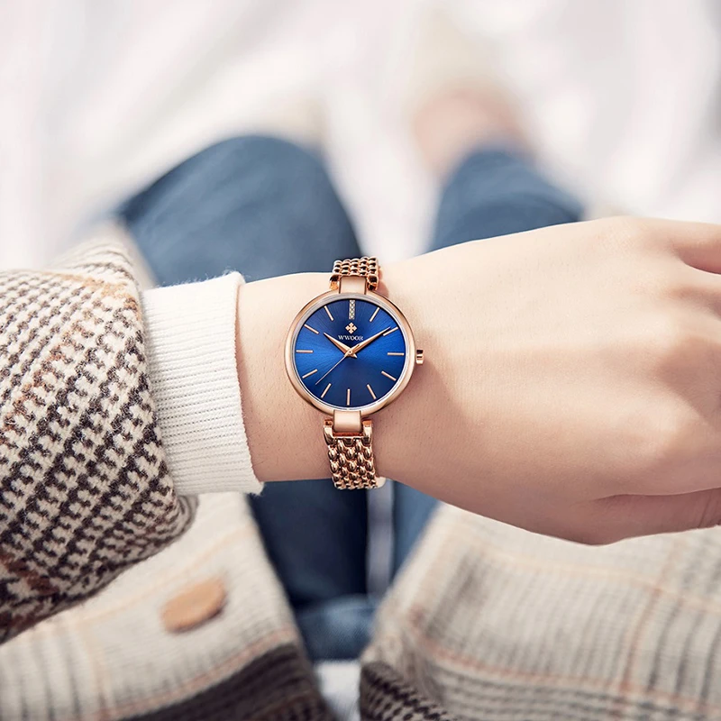 Часы WWOOR женские кварцевые элегантные брендовые Роскошные наручные с браслетом