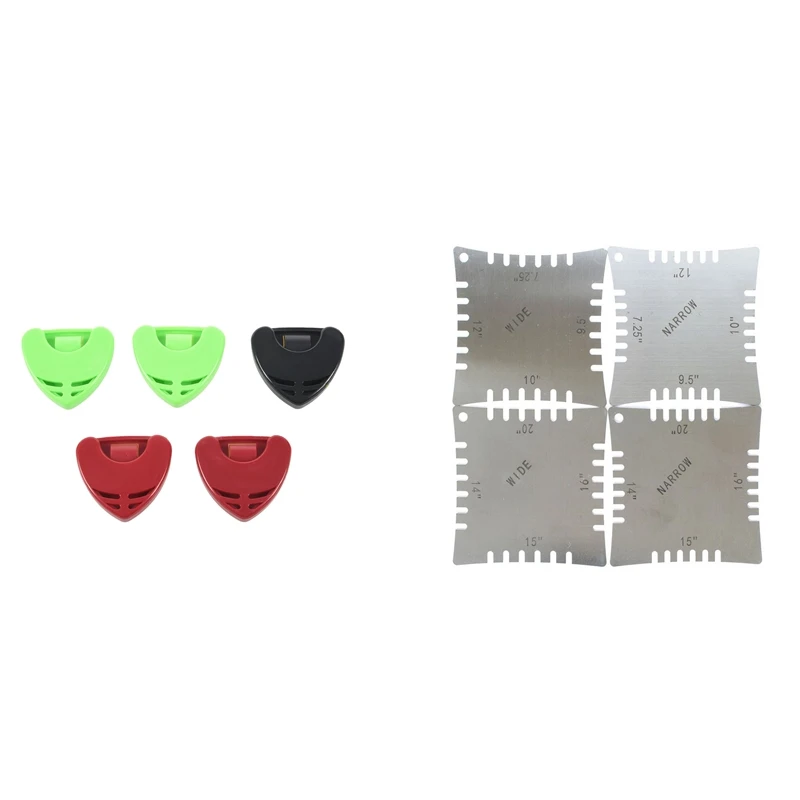 5 шт. Пластик гитары Палочки держатель Чехол с 4 шт. гитары зубчатый радиус измерительные приборы для измерения Накладка радиус 
5 шт. Пластик гитары Палочки держатель Чехол с 4 шт. гитары зубчатый радиус измерительные приборы для измерения Накладка радиус