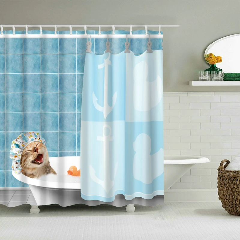 Cat Taking a Bath Shower Curtain Set with 12 Hooks Natural Plants Bathroom Decoration Washable Polyester Fabric
Cat Taking a Bath Shower Curtain Set with 12 Hooks Natural Plants Bathroom Decoration Washable Polyester Fabric