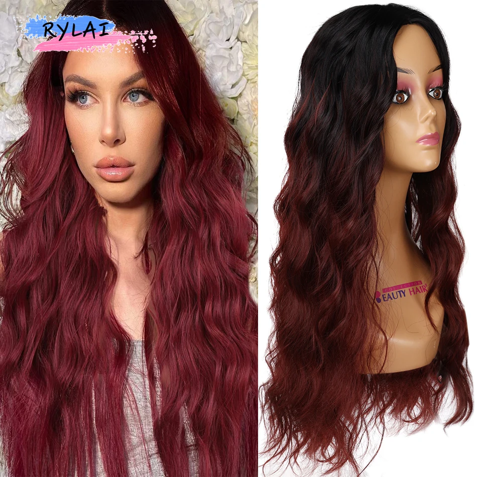Long Body Wave Wigs Wine Red Ombre Synthetic Wig Middle Part Natural Heat Resistant Wig for Women Women Daily Cosplay Party Hair
Long Body Wave Wigs Wine Red Ombre Synthetic Wig Middle Part Natural Heat Resistant Wig for Women Women Daily Cosplay Party Hair