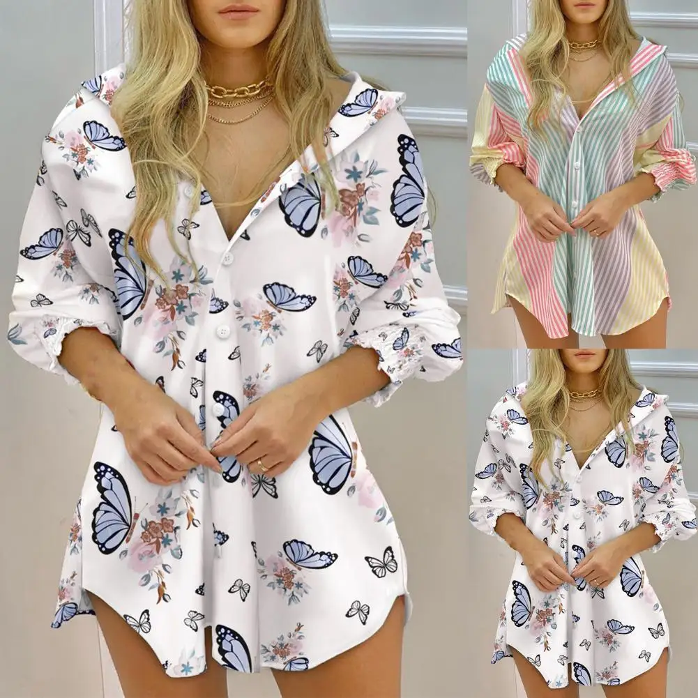 Spring Single Breasted Button Shirt Dress Women Turn-down Collar Stripe Print Party Dress New Autumn Long Sleeve Irregular Dress
Spring Single Breasted Button Shirt Dress Women Turn-down Collar Stripe Print Party Dress New Autumn Long Sleeve Irregular Dress